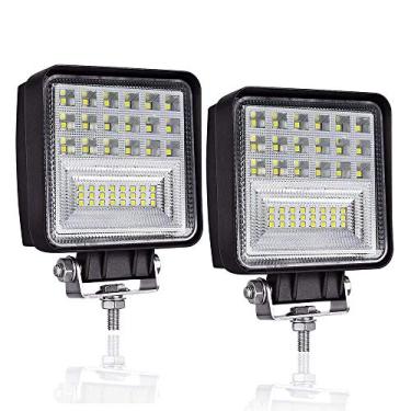 Imagem de Pods de luz de LED, 4" 126W Luz de trabalho LED quadrada, Luz de LED Spot & Flood Light Off Road, Luz de neblina LED Luz de condução de caminhão Luz de barco para pickup de caminhões Jeep SUV ATV UTV à prova d'água (pacote com 2)