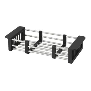 Imagem de Escorredor Pia Inox Ajustável Retrátil Extensível Multifuncional Louça Organizador Cozinha