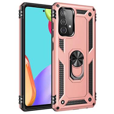 Imagem de SORAKA Capa para Samsung Galaxy A52 com suporte de anel capa protetora para Samsung Galaxy A52s 5G capa traseira de policarbonato rígido com placa de metal para suporte magnético de telefone carro