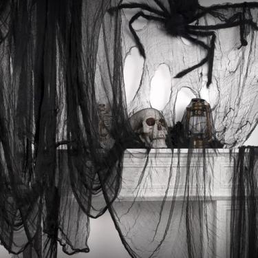 Imagem de Tecido assustador de Halloween ZYP 410 x 203 cm, tecido preto assustad