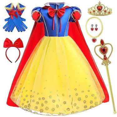 Imagem de Vestido de princesa BanKids, fantasia feminina de 130 cm com capa verm