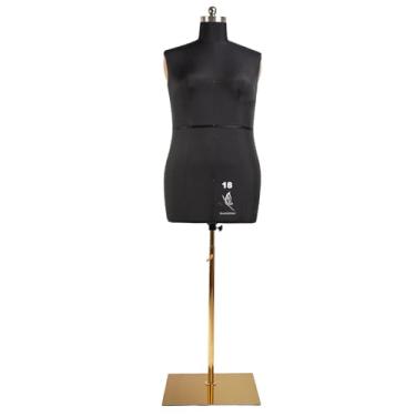 Imagem de lavandeform Manequim De Costura Feminino, Tamanho 18, Profissional Para Exibição E Design Sob Medida, Corpo Espuma Fixação. Torso Ajustável Em Altura Com Base Metal Estável. (Preto, 18)