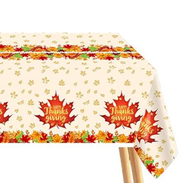 Imagem de CPCOIN Toalha de mesa de Ação de Graças, pacote com 2, de plástico, descartável, folha de bordo, toalha de mesa retangular, à prova de vazamento, para festa de Ação de Graças, decorações de outono