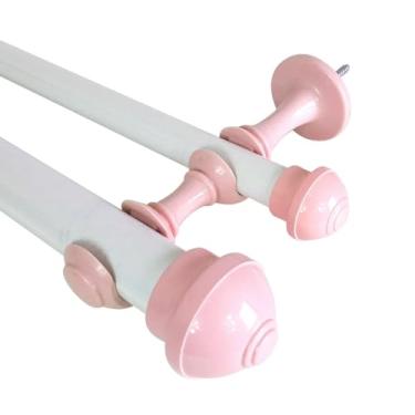 Imagem de Varão de Cortina Grosso Duplo 28/19mm (Grosso/Fino) Metal Kit Completo Diversas Medidas Cores(ROSA,3,00M)