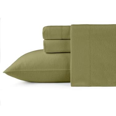 Imagem de Pointehaven Conjunto de lençóis com bolso profundo de flanela de sálvia do deserto de algodão escovado 180 g/m², solteiro extra longo