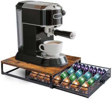Imagem de Organizador de gavetas para cápsulas de café compatível com cápsulas Nespresso Vertuo, comporta até 75 cápsulas pequenas ou 50 grandes Vertuo Marrom rústico