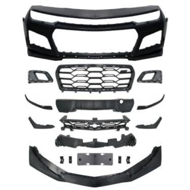 Imagem de Grelha de para-choque de carro Para-choque dianteiro Spoiler de lábio Kit de carroceria surround frontal Capa de farol de neblina compatível com Camaro SS-1LE 2019-2023 Exterior