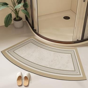 Imagem de Tapete de banho curvo de secagem rápida para banheiro redondo e chuveiro, tapete de banho de canto forte absorvente, fundo antiderrapante de borracha, fácil de limpar, 45 x 100 cm (18 x 40 polegadas