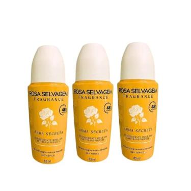 Imagem de Kit 3 Desodorante Roll on Arma Secreta 85ml Rosa Selvagem