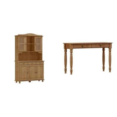 Imagem de Conjunto Cristaleira 3+2 Portas + Aparador 100% Madeira Maciça - Linha Rubi Finestra Mó...