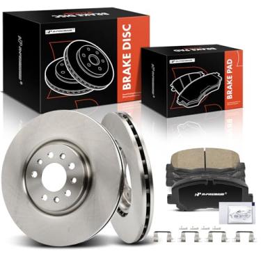 Imagem de A-Premium Conjunto de 6 peças 13,00 pol (330 mm) Rotores de freio a disco ventilado dianteiro + kit de pastilhas de cerâmica compatível com modelos selecionados Jeep e Chrysler - Cherokee 2018-2022