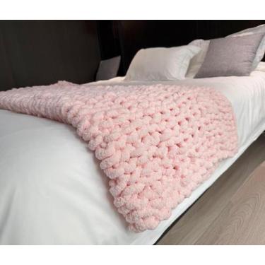 Imagem de Manta MocadNG 102x102cm Chunky Knit Chenille rosa