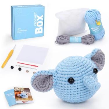 Imagem de Kit de crochê CrochetBox Elephant com fio e guia de vídeo