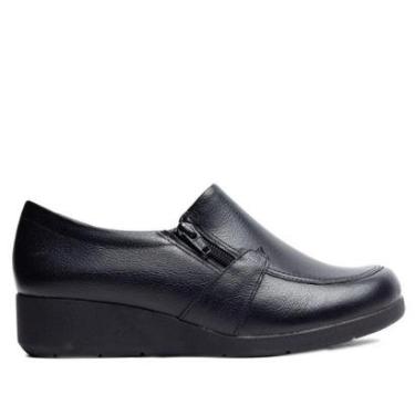 Imagem de Sapato Feminino Comfortflex Anabela Slip On Preto-Feminino