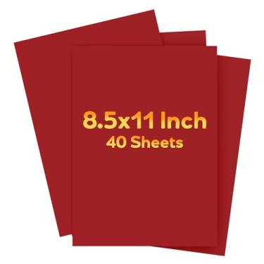 Imagem de Cartolina vermelha 21,6 cm x 28 cm, papel cartolina, 40 folhas de cartão vermelho, cartolina pesada para convites, arte, desenho, menus, cartões DIY, etiquetas, certificados de artesanato, escola