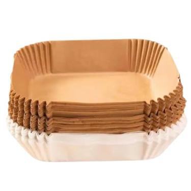 Imagem de Kit 50 Formas de Papel Descartável para Air Fryer Quadrada 16cm | Papel Antiaderente Natural, Universal, Resistente a Óleo | Forro Protetor para Fritadeira Elétrica e Fornos