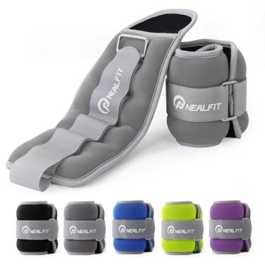 Imagem de NEALFIT Pesos de tornozelo para homens, mulheres e crianças, pesos de perna e braço com alça ajustável para corrida, ginástica, ginástica, academia (cinza, 2 kg x 2)