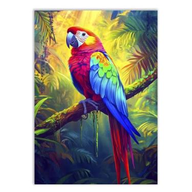 Imagem de Placa Decorativa Arara Aves Floresta Ilustração Pintura Decoração Poster Quarto Sala