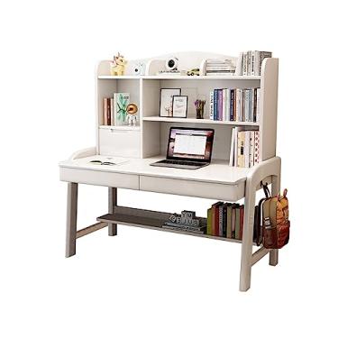 Imagem de GRFIT Mesa de escritório toda de madeira maciça estante de livros para casa uma mesa quarto mesa de estudo infantil mesa PC mesa PC mesa (cor: 05, tamanho: 100 * 60 * 138 cm)