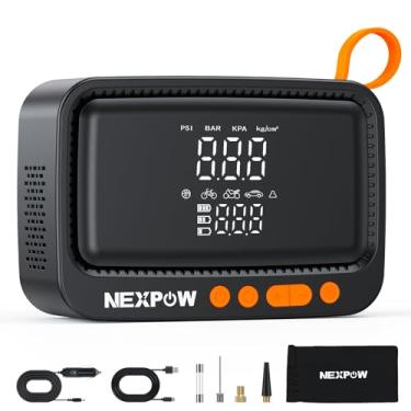 Imagem de NEXPOW Compressor de ar portátil, bomba de ar sem fio de 150 PSI para pneus de carro com medidor de pressão digital e desligamento automático, compressor de ar portátil para carro, motocicleta