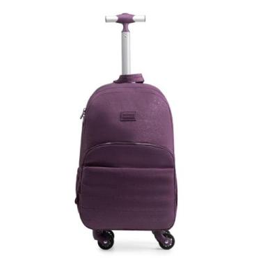 Imagem de Mochila de 4 Rodinhas Juvenil Feminina Crinkle Glitter Roxa - Bagaggio