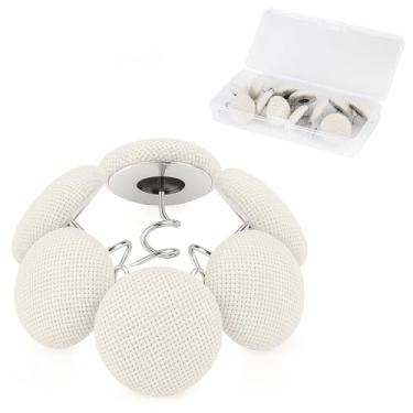 Imagem de Tachinhas decorativas de estofamento com cabeças de pano, pinos torcidos para coberturas, saias de cama, instalação de forro de cabeça (12, branco arroz)