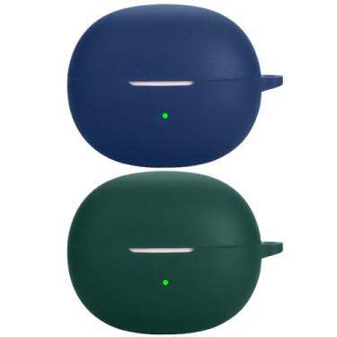 Imagem de Acddeny Capa de fone de ouvido compatível com Baseus Bass BC1, [suporta carregamento sem fio] [capa protetora à prova de choque] capa de silicone para fone de ouvido (azul-verde)