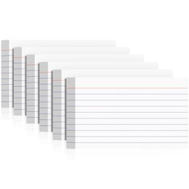 Imagem de Cartões de índice de 7 x 12 cm, 300 cartões pautados brancos, cartões didáticos universitários, resistentes e duráveis com linhas pautadas para casa, escritório e material escolar