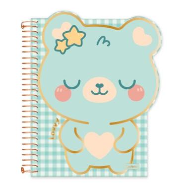 Imagem de Caderno Colegial Espiralado Criativo Capa Cartão Cadersil - Estampa Lovvy Verde – 80 Folhas – Capa com Hot Stamping Dourado – Folhas Decoradas – Ideal para Anotações Criativas.
