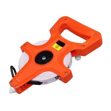 Imagem de Trena 50 Metros Métrica Gigante Fibra De Vidro Medição Com Manivela Caixa Aberta Profissional