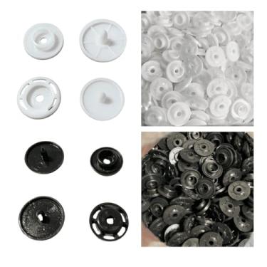 Imagem de Botão de Pressão Tic Tac, 12mm, Preto ou Branco, 1000 Peças, para Artesanato e Costura (Branco)