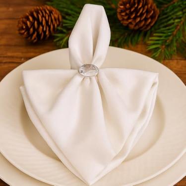 Imagem de 12 Guardanapos de Tecido Natal Mesa Posta Premium - Guardanapo de Boca Decorativo em Oxford 40x40, Decoração Natalina, Mesa de Jantar, Casamento, Café da Manhã, Festa, Ceia, Ano Novo (Palha)