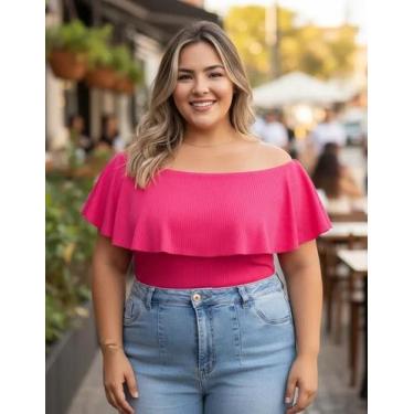 Imagem de Blusa Feminina Plus Size Babado Ciganinha Malha Festa Noite Balada - I