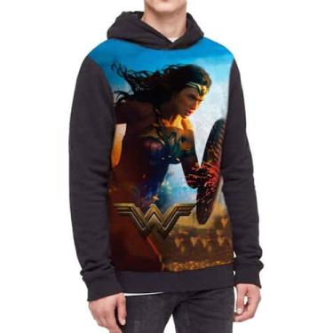 Imagem de Moletom Com Capuz Mulher Maravilha  Ref:335 - smoke, Preto, GG