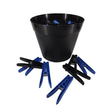 Imagem de Cesto Preto Pregadores de Roupas Plástico Preto com Azul - Dhause, Bra