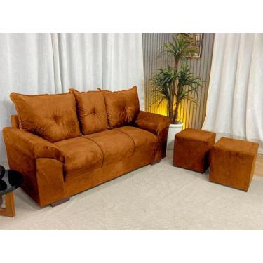 Imagem de Sofá 3 Lugares Chile com Puff Alpoim Terracota 604