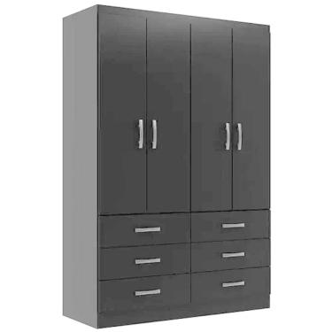 Imagem de Guarda Roupa Treviso Evidencia Solteiro 4 Portas 6 Gavetas Cor Preto