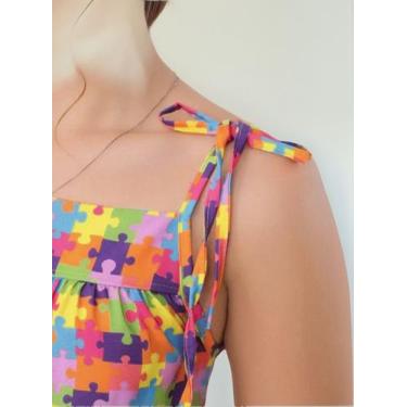 Imagem de Vestido Infantil Juvenil Lala Alçinha Estampado Autismo - Se Tu Benção