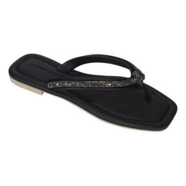 Imagem de Rasteirinha Rasteira Feminina Confortável Strass Elegante moda bloguei