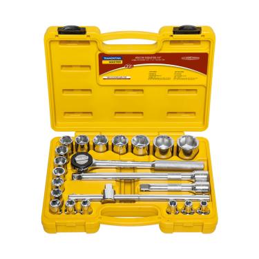 Imagem de Jogo de Soquetes Sextavados Encaixe 1/2 Tramontina MASTER e Maleta 22 Peças