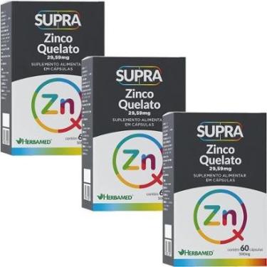 Imagem de Kit 3X Supra Zinco Quelato - 29,59mg 60 Cápsulas - Herbamed-Masculino