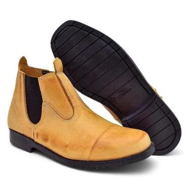 Imagem de BOTA BOTINA MASCULINA TRABALHO ROÇA EM COURO LEGITIMO SOLADO BORRACHA PNEU-Masculino
