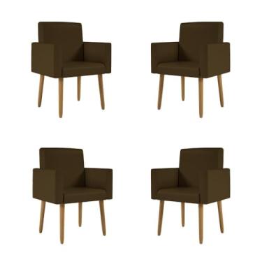 Imagem de Kit 04 Poltronas Nina Decorativa Para Recepção Courino Cor:courino Marrom