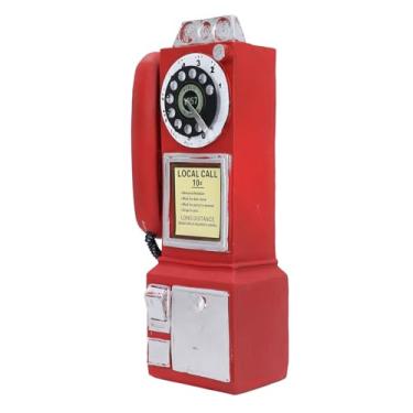 Imagem de Cryfokt Ornamento Inovador de Telefone Montado na Parede Vintage, Decoração Encantadora de Parede de café, Material de Resina (Vermelho)