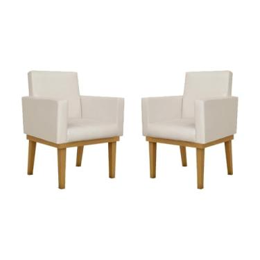 Imagem de Kit 2 Poltronas Courino Cadeira Com Base Reforçada Courino Preto Cor:courino Bege