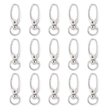 Imagem de 20 peças de cordão giratório de ferro, gancho giratório, fechos de garra de lagosta, conector de clipe para chaveiro faça você mesmo, cordão para fazer joias, ornamento 37 x 13,5 mm