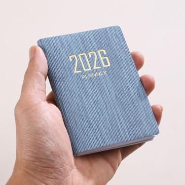 Imagem de Agenda 2026 Mini agenda diária, bloco de notas portátil de bolso, agenda, agenda, livro para escritório, casa, azul