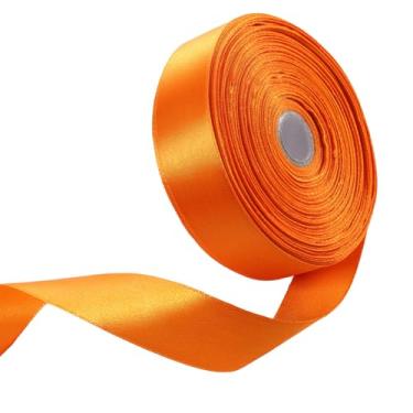 Imagem de 2,5 cm x 50 metros fita de cetim laranja outono fitas sólidas para embrulho de presente, artesanato, arcos, arranjos florais, casamento, decoração de eventos