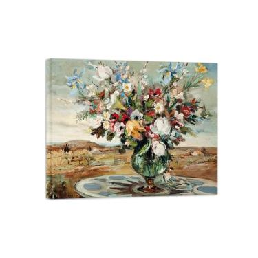 Imagem de Pôster e impressões em tela de flores vintage - reprodução de pintura de arte de parede famosa - buquê em paisagem - imagens prontas para pendurar tela embrulhada 60 x 75 cm 24 x 29 pol