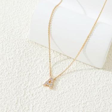 Imagem de 1 conjunto de letras A-Z banhado a prata com colar de diamantes para mulheres, colar feminino, joia fina, presente para mamãe, 48.5cm, Cobre, Sem Pedra Preciosa